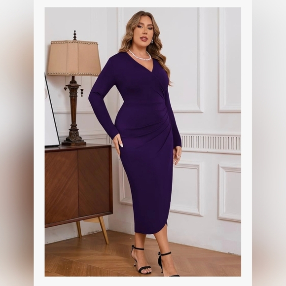 ZOMVA Plus Size Wrap Cocktalil Dress #1024 - Picture 9 of 11